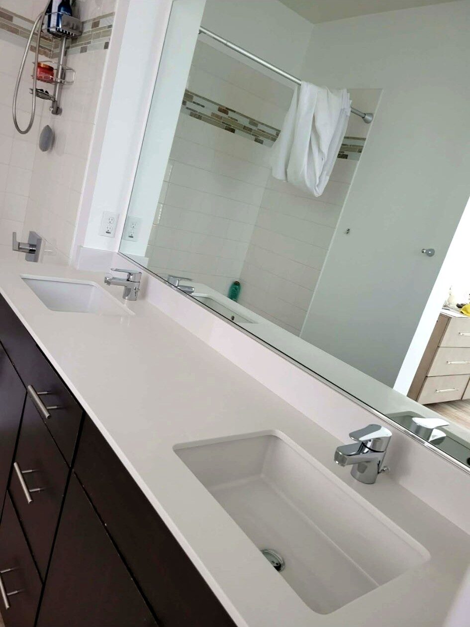 Double vanity bathroom cleaned and polished